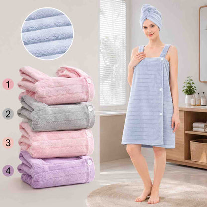 Ženski kupajući ogrtač/haljina od frotira sa naramenicama (towel wrap)