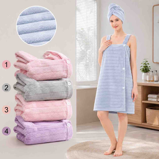 Ženski kupajući ogrtač/haljina od frotira sa naramenicama (towel wrap)